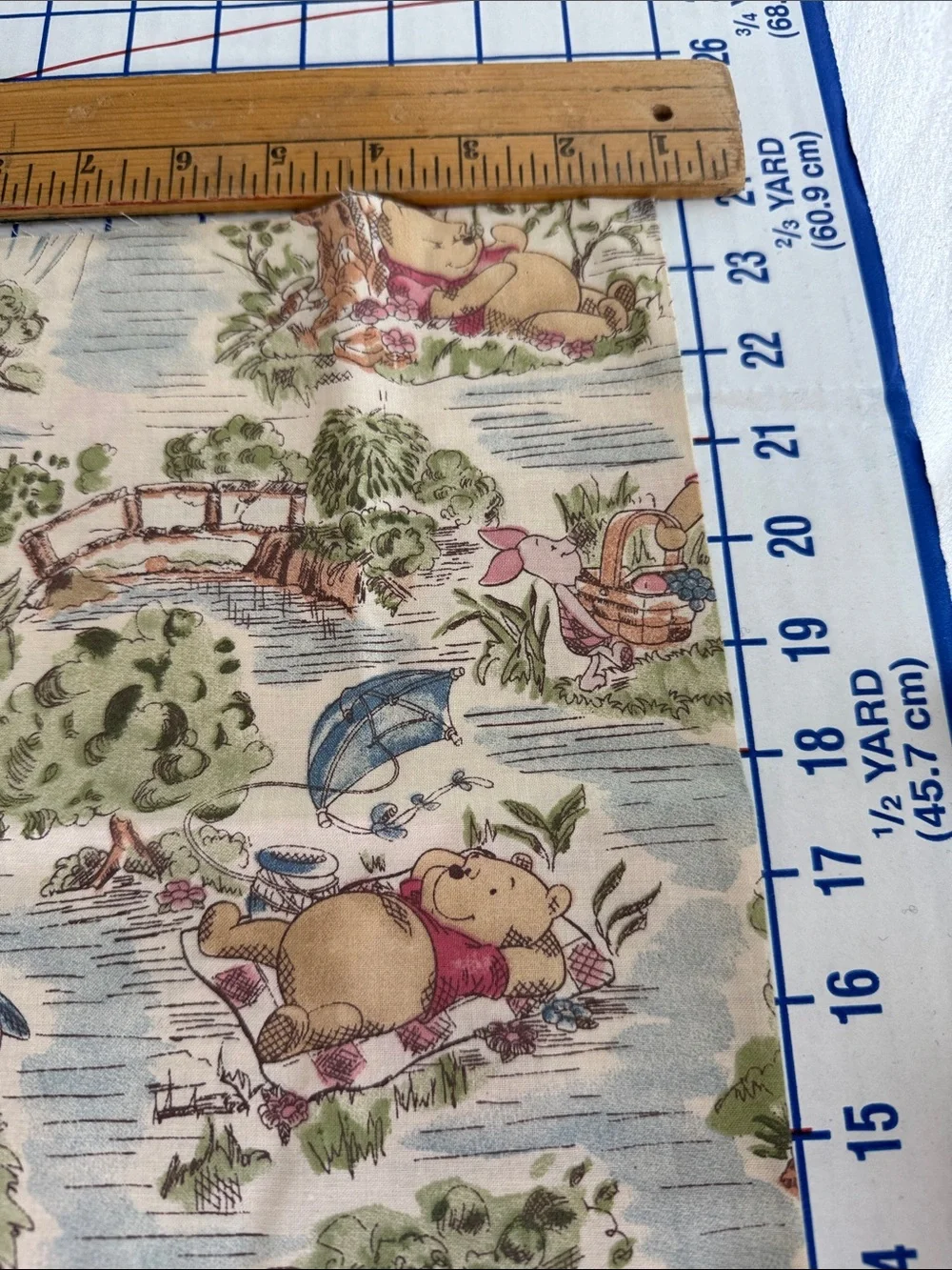 Vintage Disney Winnie the Pooh Day in the Park Fabric Springs 2/3 Yard
